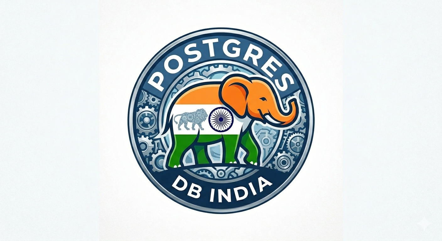 Postgres DB India emblem showing an elephant in Indian tricolor